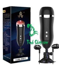Âm đạo giả gắn tường rung rên JIUAI pin sạc, có plug cắm tai nghe